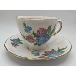 Vintage Royal Vale Pink/Blue Floral (Bone China) Tea Cup/Saucer England